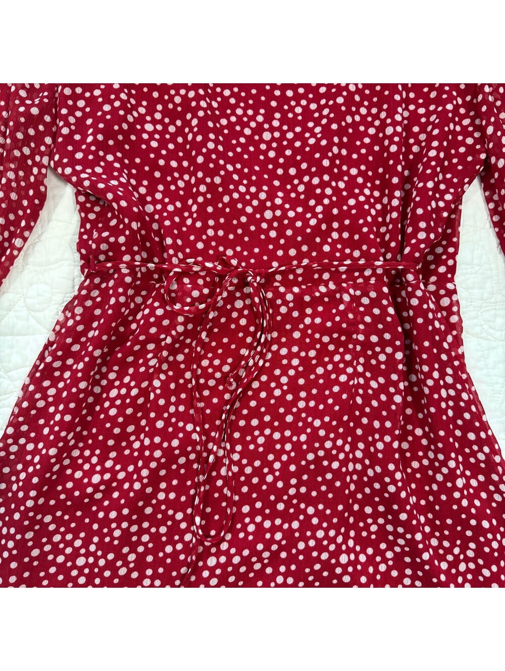 All In Favor Red and White Polka Dot Mini Rap Dress Size small - Picture 5 of 5